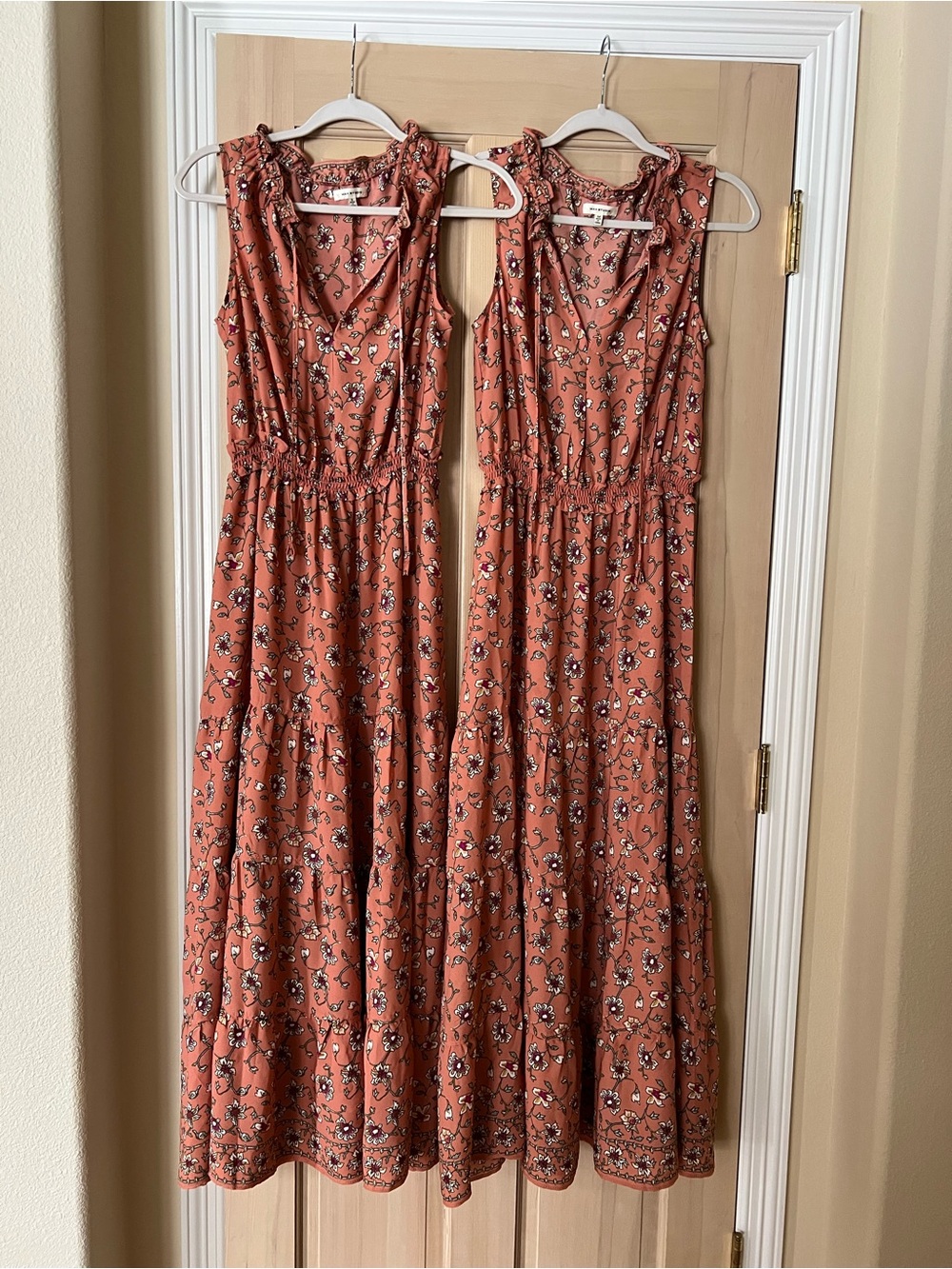 Max Studio Rust Floral Tiered Sleeveless Maxi Dress